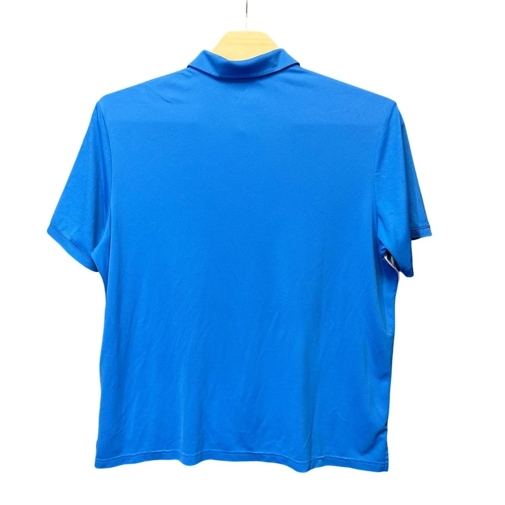 Adidas Golf Polo Shirt Mens 2XL Blue Grey White Colorblock Performance RN 88387